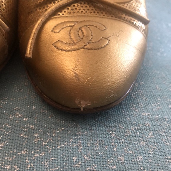RARE❤️Chanel Gold sequined ballet flats ❤️ size 38 made in Italy - Picture 9 of 14